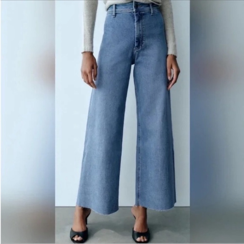 ZARA Marine Wide Leg Jean Pants (Size 8)